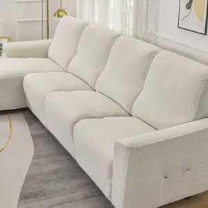 Stretchable Combination Sofa Cover Set, 7/9 Piece L-Shaped Sofa Couch Covers Washable, Furniture Protection (milk, 7/9 Pieces)