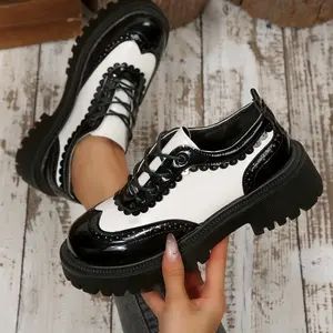 Women's Round Toe Colorblock Loafers, Fashion Metallic Eyelet Decor, Anti-Slip Comfortable Thick Sole, Casual Versatile Work Shoes