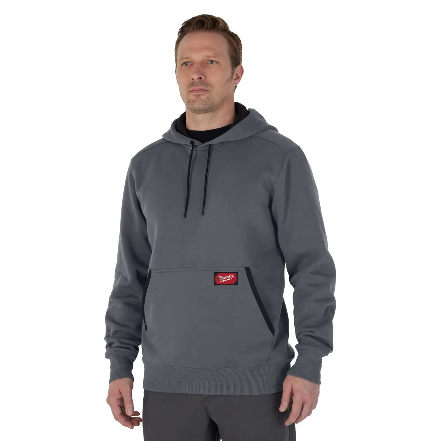 Milwaukee Menswear Men's Long Sleeve Midweight Cotton-Polyester Pullover Hoodie, Casual Gray Tops Sweatshirt