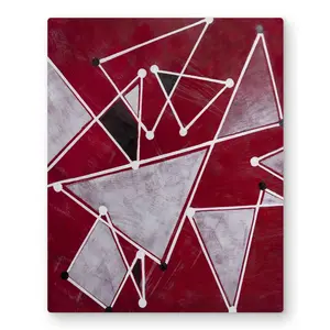 Begin Home Decor C1MP16209IU2C1 16 x 20 in. White Triangles On Red Background Wall Art - Contemporary Metal Print