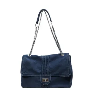 C38-2024 New Denim Tote Bag Large Capacity Chain Shoulder Crossbody Bag