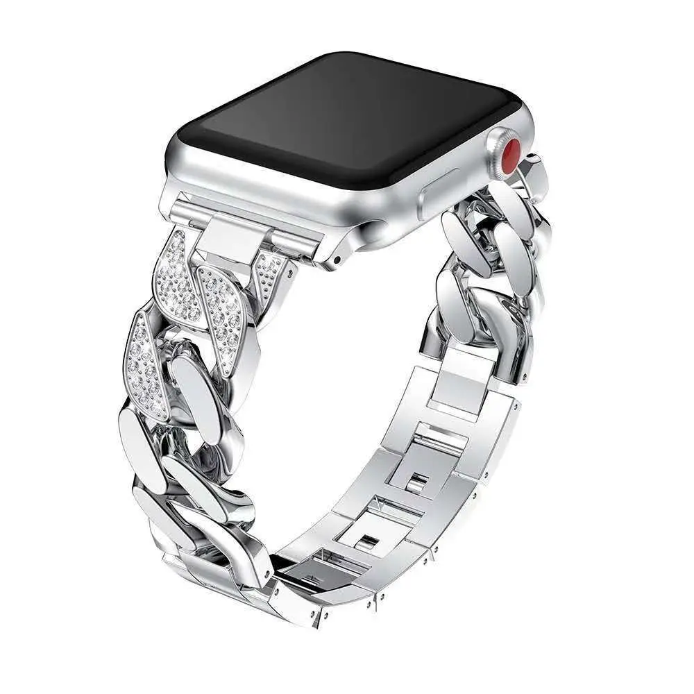 Compatible with Apple Watch: Single-Row "Denim-Chain" Style Rhinestone Band (Fits Apple Watch SE)