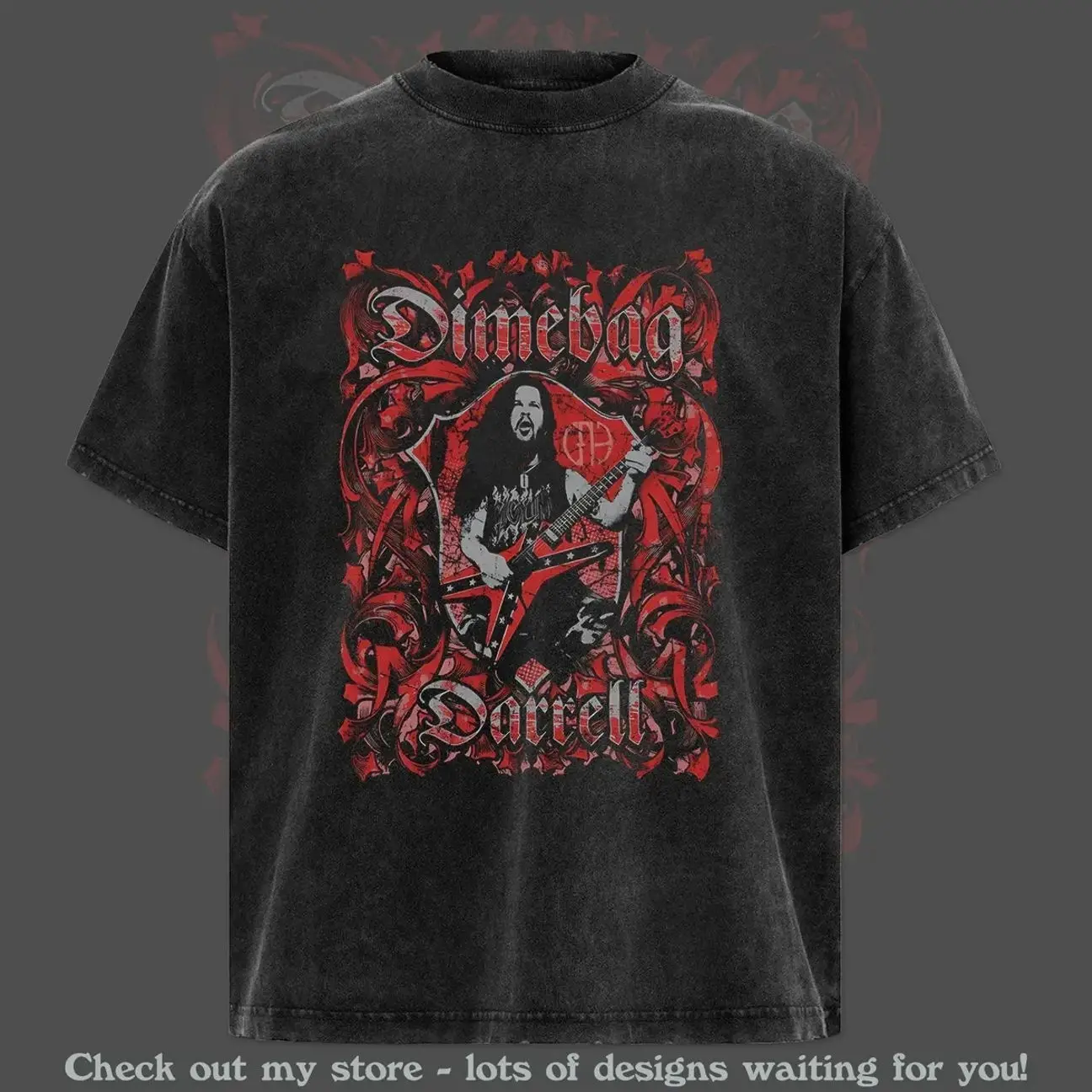 Vintage Pantera Dimebag Guitars Heavy Metal Unisex Rock Band Cotton Washed T-Shirt - Hoodie, Y2K Outfits Top Menswear Clothing Pantera Merch, Concert Merch, Summer Outfits, Gift For Fans Y6H