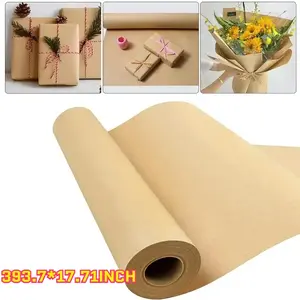 10m*45cm Brown Kraft Paper Ideal For Gift Wrapping Packing Roll For Moving Art Craft Shipping Floor Covering Wall 100% Recycled Material