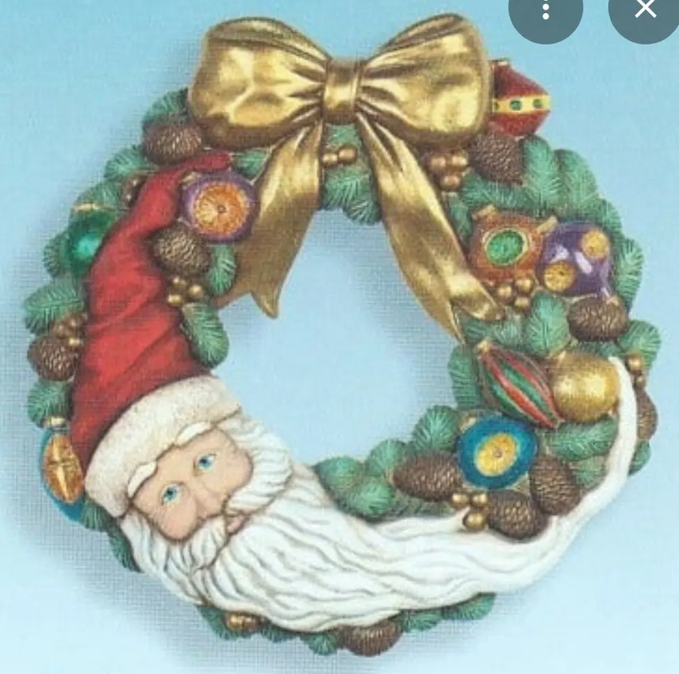 Santa Wreath Unpainted Ceramic Bisque 15in Dia Christmas Decorations Customizable Made to Order 14 Day Processing Time