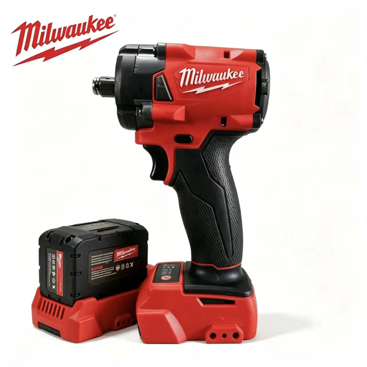 Milwaukee 1/2" Square Drive Compact Electric Impact Wrench - 300 N.m Max Torque, 0-3200 IPM, 0-2800 RPM, Lightweight Tool for Furniture Assembly, Bicycle Maintenance, Home Repair