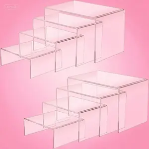 Clear Acrylic Display Stands Set of 8 - 6",5",4",3" Riser for Cupcakes, Desserts, Candy - Durable Transparent Showcase Stand - Versatile Organizer for Figures, Pastries, Decoration