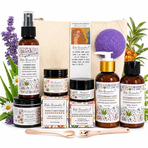 Ultimate Boho Skincare Set - 6 Full size bottles, Konjac Sponge, Eye Cream Applicator and Scoopie