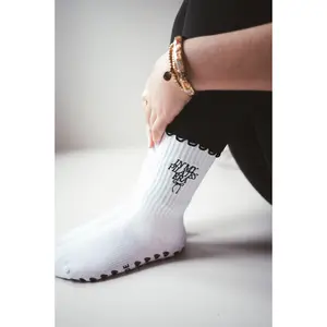 In My Pilates Era Grip Socks - Heart-Shaped Grips for Steady Support & Bold Embroidery - 80% Cotton Blend - All Seasons Wear - Scallop Trim - Pilates Socks