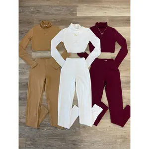 Leticia Long Sleeve Turtle Neck Crop Top and High Waisted Leggings