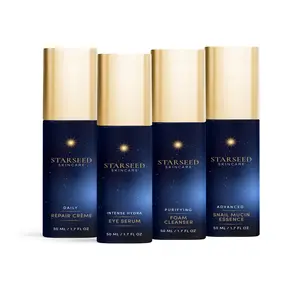 Starseed Skincare Must Have Dailys Bundle - Daily Repair Crème, Intense Hydra Eye Serum, Purifying Foam Cleanser, Advanced Snail Mucin Essence for Hydration & Rejuvenation