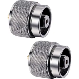 2 count Camping Stove Adapter 1 Lb  Small  Input EN417 Lindal Valve Output Outdoor Cylinder LPG Canister Adapter (Silvery)