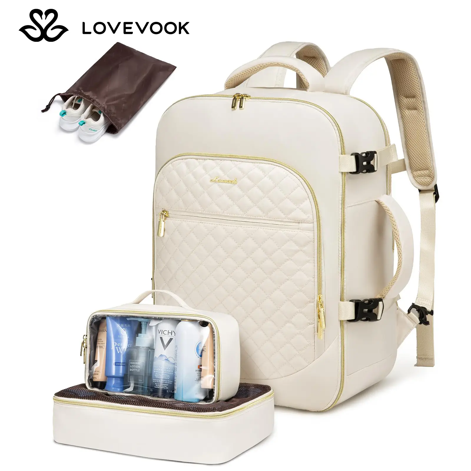 LOVEVOOK TikTokShop Airline Approved Carry-On Travel Travel Backpack with 3 Packing Cubes and Laptop Compartment Carry Luggage - Personal Item Carryba