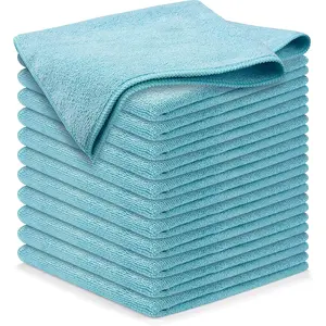 Microfiber Cleaning Cloth - Turq - 12Pcs (12.5x12.5 inch) High Performance - 1200 Washes, Ultra Absorbent Car Towel Traps Grime & Liquid for Streak-Free Mirror Shine - car Washing Cloth