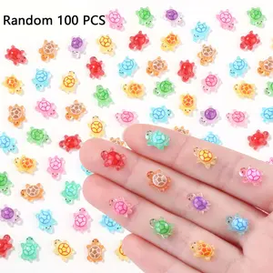 100pcs Mini Resin Animals, Colorful Tiny Turtles Glow in Dark, Miniature Figures for Desk, Garden, Dollhouse, Aquarium Ornaments