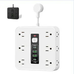 US Standard 16-in-1 Power Strip with 12 AC Outlets 2 USB Ports & 2 Type-C Ports for Home Office & Travel Simultaneous Charging of Multiple Devices