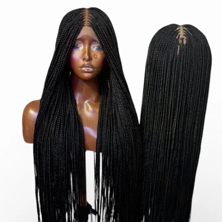 Braided wig full lace synthetic wig 36 inches black synthetic wig hada