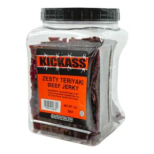 Kickass Zesty Teriyaki Beef Jerky 35CT Tub - High Protein Snack