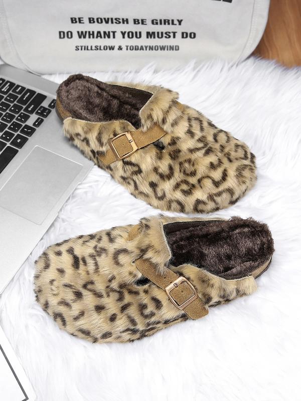 Women Men High-Quality Faux Fur, Classic Animal Pattern, Wide Fit Leopard Design, Perfect Holiday Gift, Warm Winter Shoes, Slip On Clog