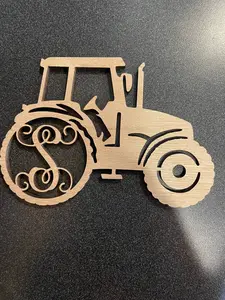 Monogram tractor Christmas ornament customized with your letter