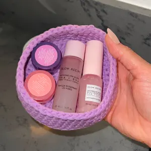 Purple Crochet Basket Organizer Handmade