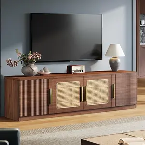 Tribesigns Mid-Century Modern 70.9" TV Stand for Living Room with 6-Tier Storage Shelf & Walnut Wood Grain Finish for TVs Up to 80 Inches