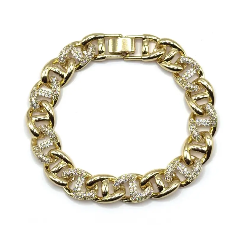 Mariner #16 14K Gold-Plated Chain & Link Bracelet, 7.5 in Casual Trendy Jewelry, Fashionable Bracelet Jewelry Accessory