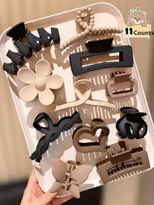 11pcs Trendy High-End Hair Claw Clips, Perfect Gift for Women, Ideal for Everyday Wear, Vacations, Festivals, Parties, Dates, Work, School, Hair Clip Set