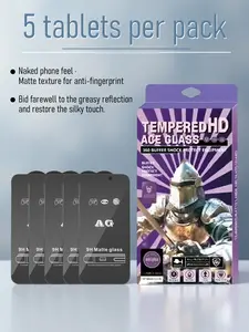 5 Pieces Full Coverage Frosted Privacy Screen Protector Anti-snoop Tempered Glass Film 9H Hardness Upgraded Edge Protection Drop & Scratch Resistant Easy Installation No Bubbles For iPhone 16 /15/14/ Pro Max/ Pro/plus Series