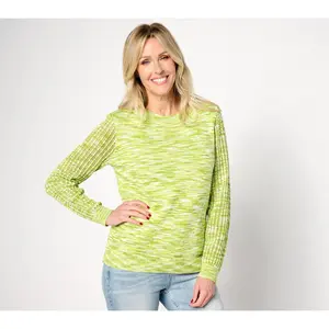 AnyBody Crewneck Mixed Stitch Basic Sweater AnyBody Crewneck Mixed Stitch Basic Sweater