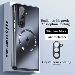 Luxury Electroplated Magnetic Phone Case for Samsung Galaxy Z Fold7/6, Wireless Charging Support, Anti-Fingerprint Folding Cover