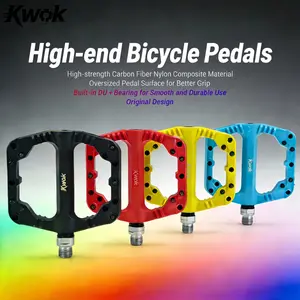 KWOK Ultra-Light Bicycle Pedal Platform, Anti-Slip Nylon Sealed Bearing, Flat Bottom Pedals, MTB Bike Parts, Suitable for Mountain Bikes