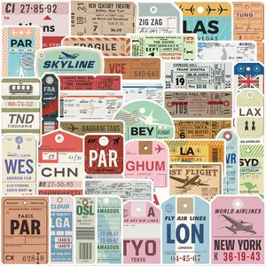 Vintage Airline Boarding Pass Sticker, 40/800pcs Waterproof Self Adhesive Decor Paper, Decor Sticker for Gift Greeting Card Water Bottle Laptop Phone, Ornaments, Sticker Sheets