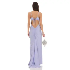 Ruched Maxi Dress in Blue