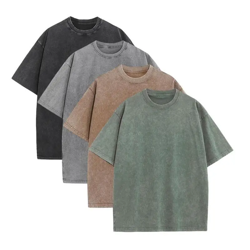 4-Pack Oversized Water-Resistant Washable Cotton Sports T-Shirts - Baggy Soft Plain Fabric Menswear Pullover, Loose Boyfriend Tees for Women, Summer Casual Streetwear Tops (Men's Short-Sleeve Sports Tops)