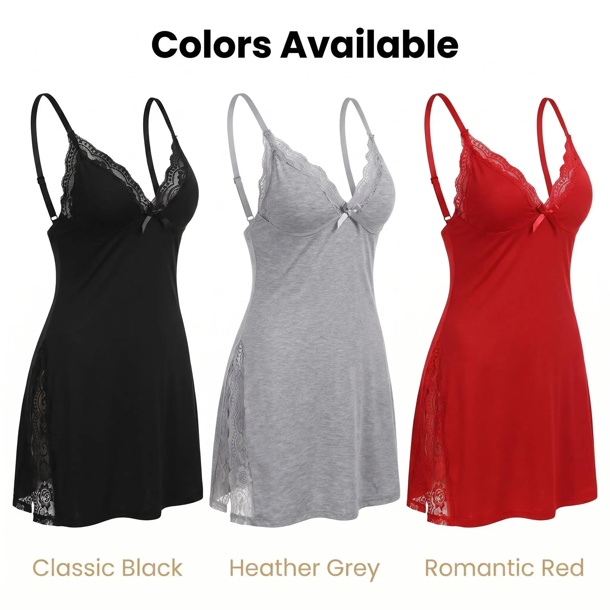 Women's Sleeveless Plain Bridal Chemise Nightgown - Soft Breathable Stretchy Loungewear, Adjustable Straps, Side Slits, Women's Clothes Nightwear Pajamas, Modal, Breathing Feature Nightdresses, Elegant