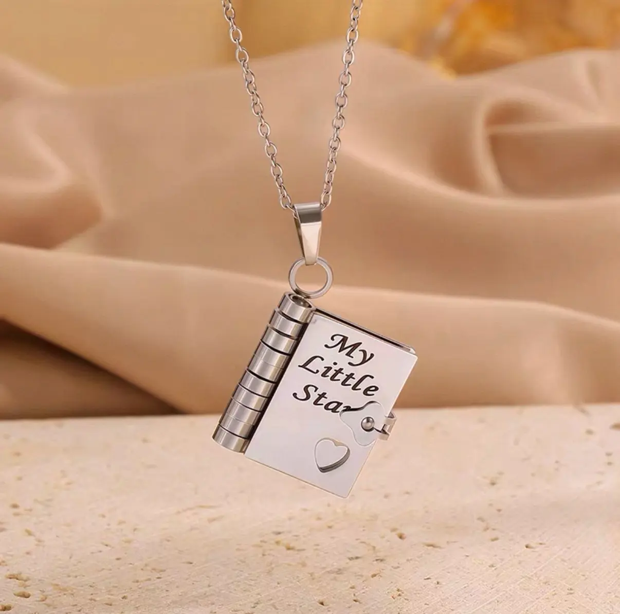 Book Necklace for Granddaughter/Daughter，Meaningful Jewelry of Love – Perfect Christmas Gift for Her/Heartfelt Black Friday Surprise Rhodium Plated Chain.