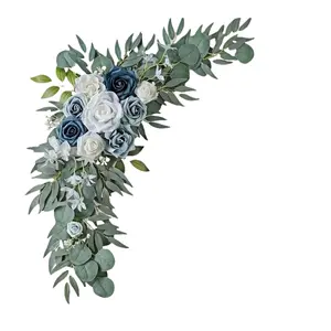 Wedding Arch Flower Decoration, Artificial Blue Flowers and Welcome Sign, Perfect for Wedding Receptions and Events, Artificial Flower Arrangements, Home Decoration Bouquet
