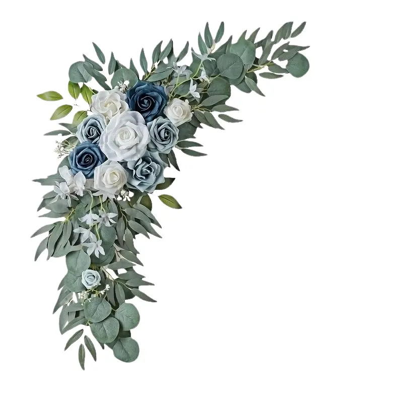 Wedding Arch Flower Decoration, Artificial Blue Flowers and Welcome Sign, Perfect for Wedding Receptions and Events, Artificial Flower Arrangements, Flower Design, Home Decoration Bouquet, Floral Decoration