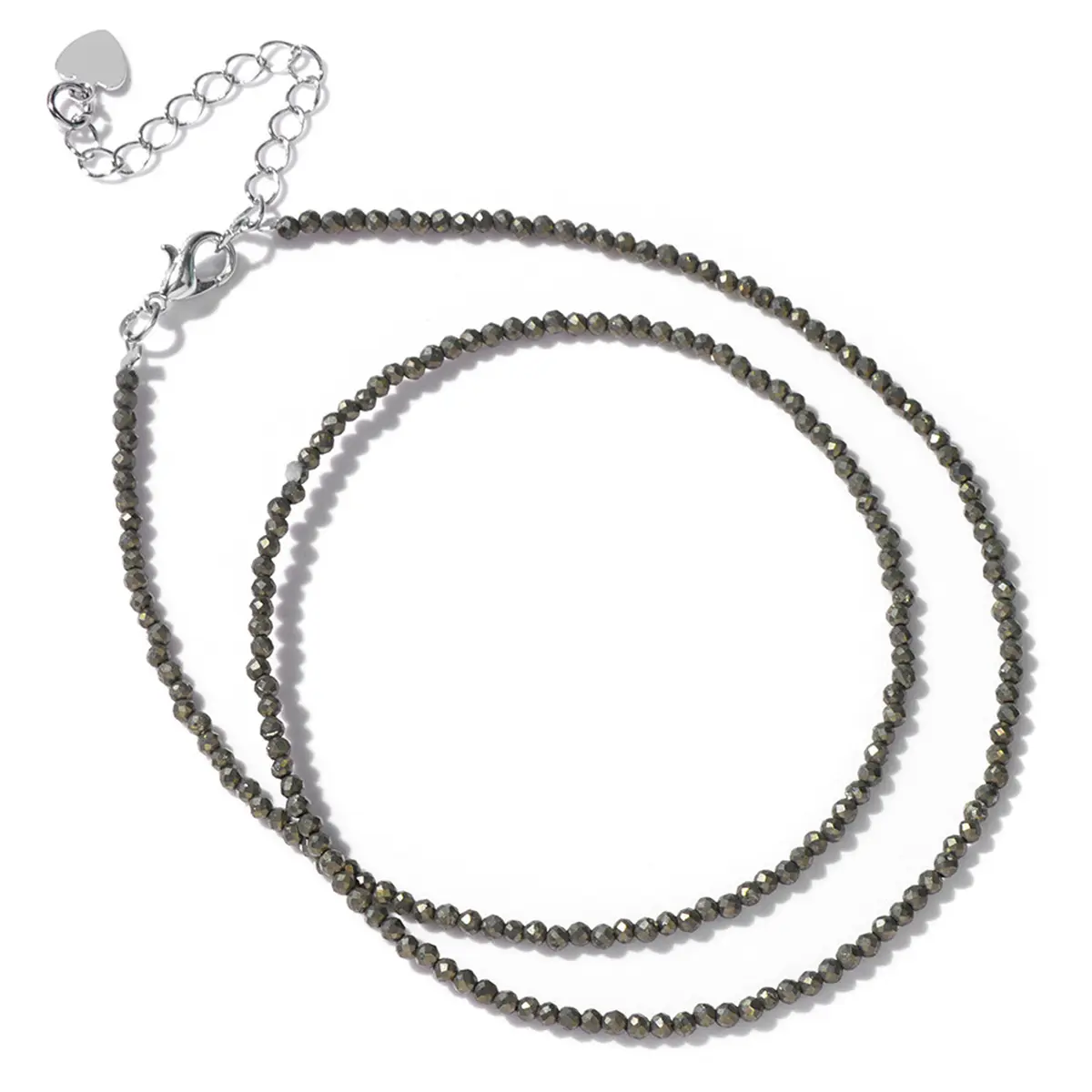 Polished Hematite Beaded Necklace for Women - Elegant Single Strand 2mm Minimalist Choker for Grounding Chaotic Energy & Amplifying Self-Trust, Adjustable Choker, Exquisite Jewelry Gift, Alloy, Daily, Female, Long, Amplifies Self-Trust, Birthday