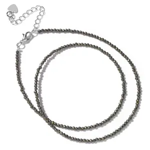 2mm Natural Hematite Necklaces for Women - 15+2inches Handmade Gemstone Beaded Choker Necklace - Perfect Gift for Her