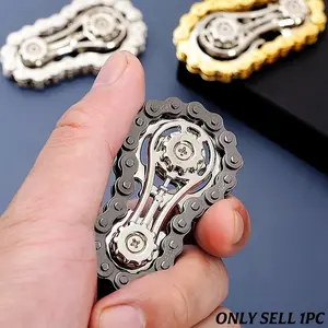 Zinc Alloy Fidget Spinner Toy with Bicycle Chain Design, Holographic Effect, Perfect Office Relaxation & Father's Day Gift, Durable Metal Spinner