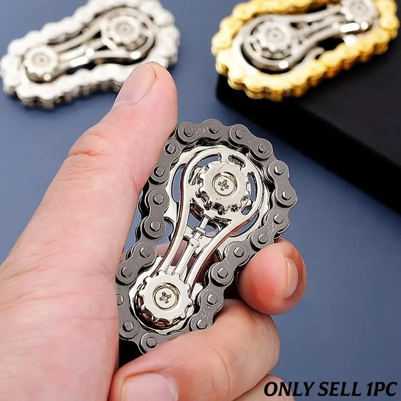 Zinc Alloy Fidget Spinner Toy with Bicycle Chain Design, Holographic Effect, Perfect Office Relaxation, Stress Relief Fidgeting, Stress Relief & Father's Day Gift, Durable Metal Spinner, Stress Relieving Accessory, Stress Relief Tools