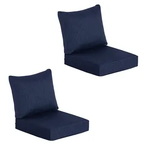 Outdoor patio deep seat cushion set, 2 pieces; fade-resistant, waterproof outdoor chair cushions for over 1000 hours of use; 30D high-elasticity foam suitable for sofas and chairs.