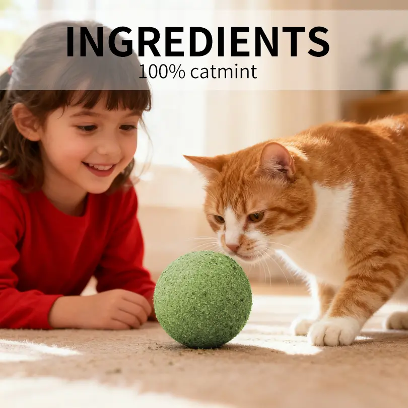 3.94 Inches Huge Catnip Ball for Indoor Cats -Giant Cat Toys for Kittens -Jumbo Cat Nip Balls -Big Teething Chew Toys - Kitty Teeth Cleaning Lick Dental Toys