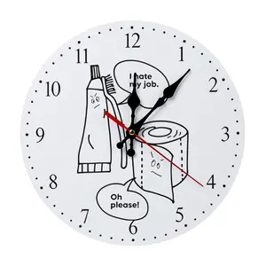10in Wooden Round Funny I Hate My Job Toilet Paper Toothbrush Wall Clock, Cartoon Bathroom Humor Silent Non-Ticking Wood Clock for Restroom, Office, Home Decor, Sarcastic Novelty Gift for Tired Workers & Colleagues,cameras,analog,Realistic,Supercar