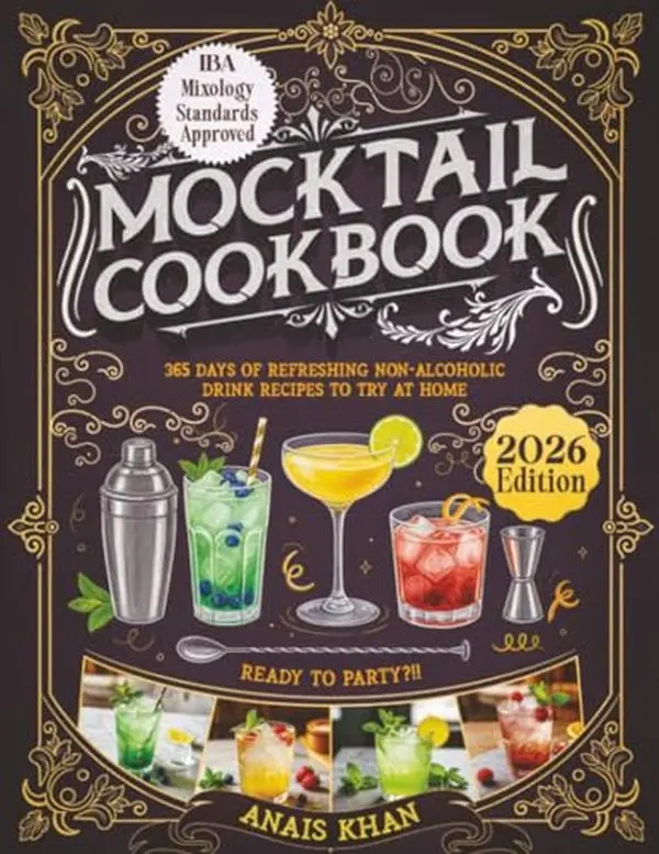 Used Soft Cover Book - Mocktail Cookbook: 365 Days of Refreshing Non-Alcoholic Drink Recipes to Try at Home (2025 Edition, 83 Pages, Anais Khan, English Text)