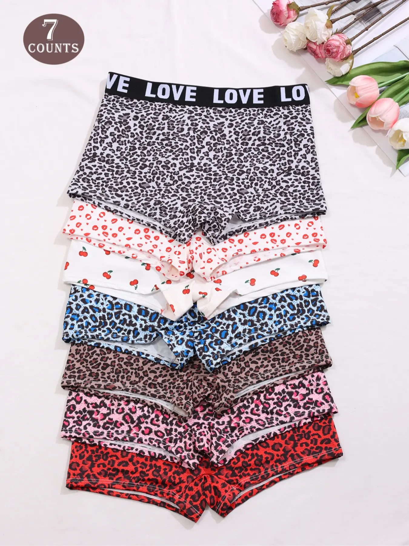 Women's Leopard Print Briefs Set, 7-Piece Soft & Stylish Underwear, Casual Comfy Panties for Daily Wear, Soft Fit Panty