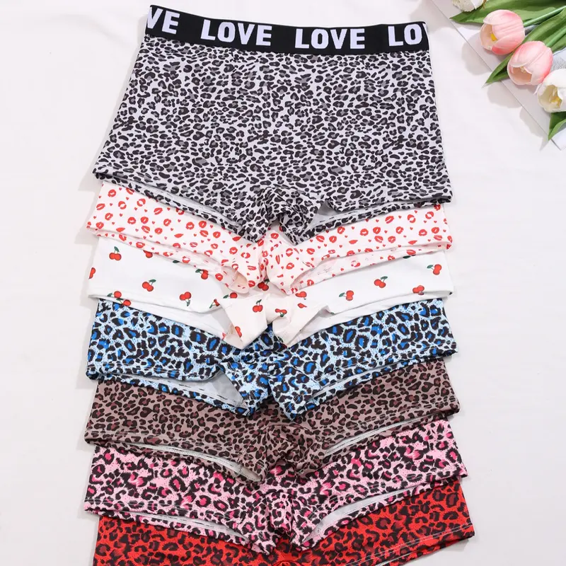 Women's Leopard Print Briefs Set, 7-Piece Soft & Stylish Underwear, Casual Comfy Panties for Daily Wear, Soft Fit Panty, Name Panties