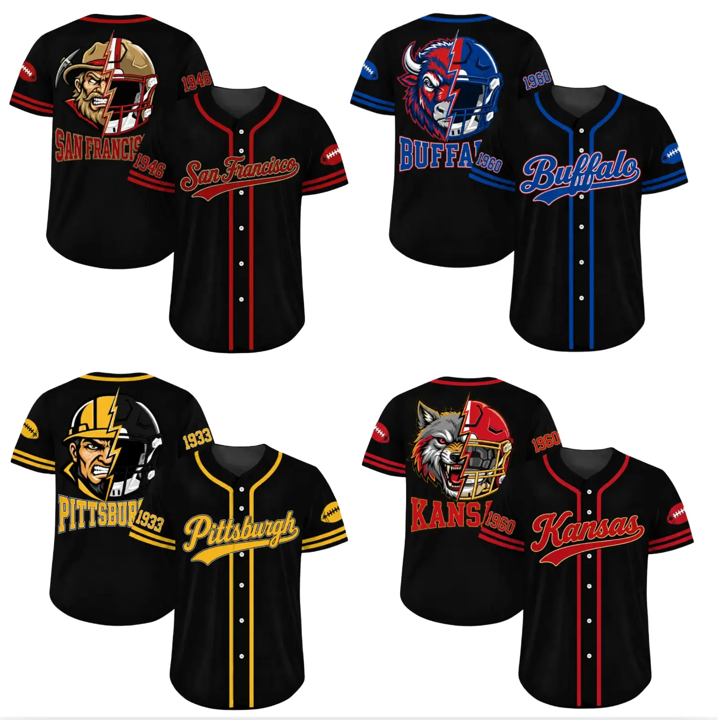 [Custom any Request] All Team Football Unisex Baseball Jersey Shirt, Football Game Day Shirt, Gift Shirt for Football Fans, Game Day Outfit, Casual Menswear